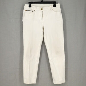 Chicos Jeans 0 Womens 4 Small White Ankle Stretch Denim Zip Pocket So Slimming